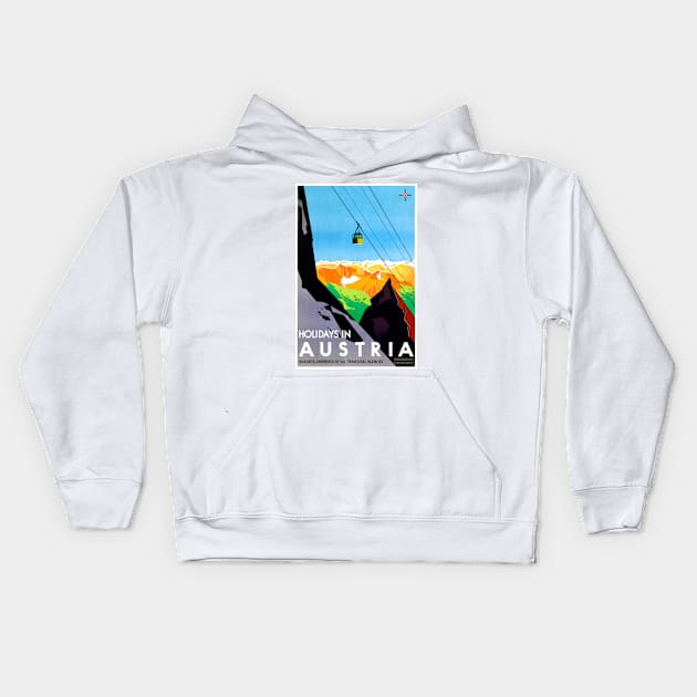 Vintage Travel Poster Holidays in Austria Kids Hoodie by vintagetreasure